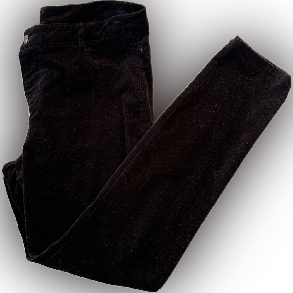 ECI NY Black Velvet Straight Leg Pants Sz L 12